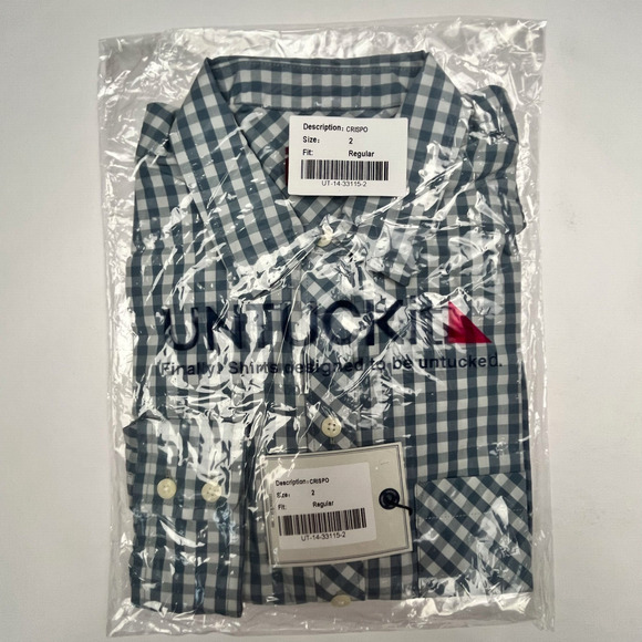 UNTUCKit Womens Crispo Shirt Blue White Gingham Button Down Long Sleeve sz 2 NWT - Picture 1 of 6